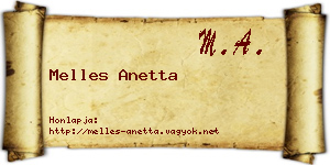 Melles Anetta névjegykártya